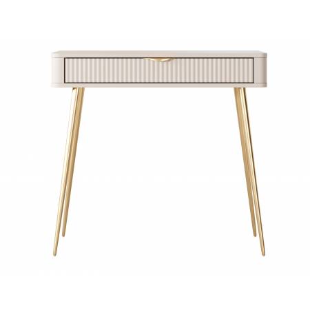 Toaletka 100 cm beż + złoty ryflowane fronty zaokrąglone boki  LANETT